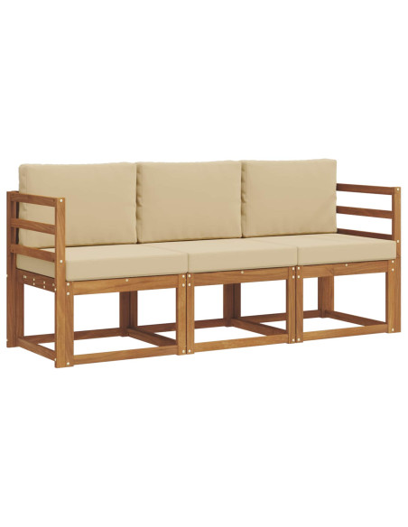 Set di divani da esterno con cuscino 3 pcs Naturale e Beige