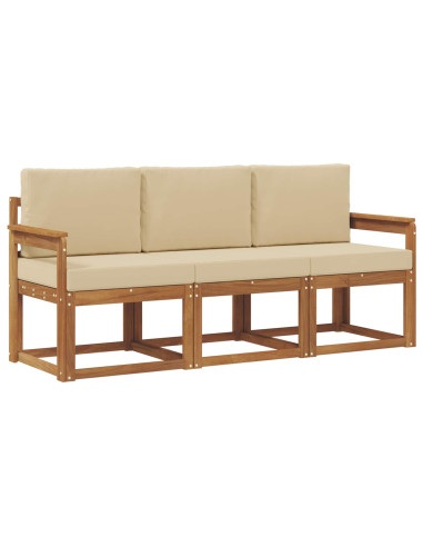 Set di divani da esterno con cuscino 3 pcs Naturale e Beige