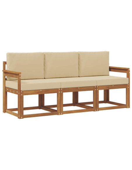 Set di divani da esterno con cuscino 3 pcs Naturale e Beige