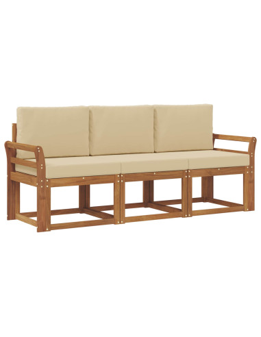 Set di divani da esterno con cuscino 3 pcs Naturale e Beige