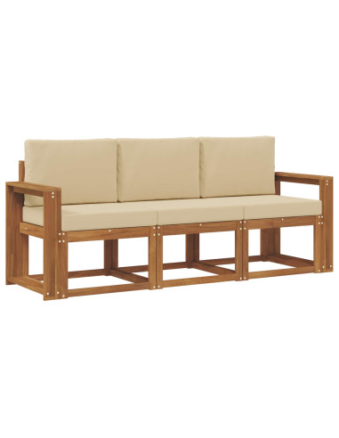 Set di divani da esterno con cuscino 3 pcs Naturale e Beige