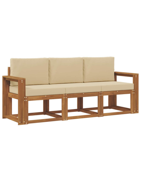 Set di divani da esterno con cuscino 3 pcs Naturale e Beige