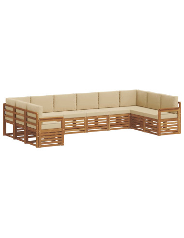 Set divani 10 pcs Naturale e Beige Legno di Acacia Massello