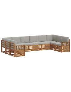 Set divani con cuscino 10 pcs Grigio Naturale e Chiaro 2