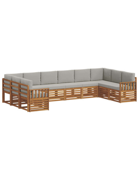 Set divani con cuscino 10 pcs Grigio Naturale e Chiaro