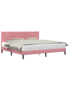 Struttura del letto con testiera Rosa 200 x 200 cm Velluto 2