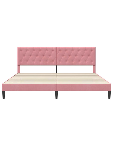 Struttura del letto con testiera Rosa 200 x 200 cm Velluto