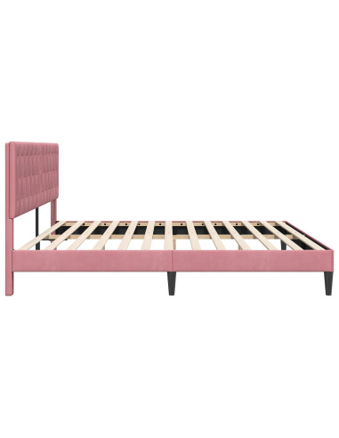 Struttura del letto con testiera Rosa 200 x 200 cm Velluto