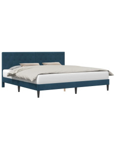 Struttura del letto con testiera Blu 200 x 200 cm Velluto 2