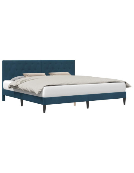 Struttura del letto con testiera Blu 200 x 200 cm Velluto