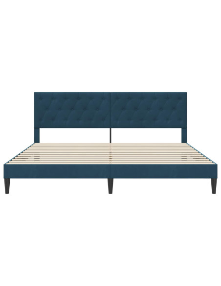 Struttura del letto con testiera Blu 200 x 200 cm Velluto