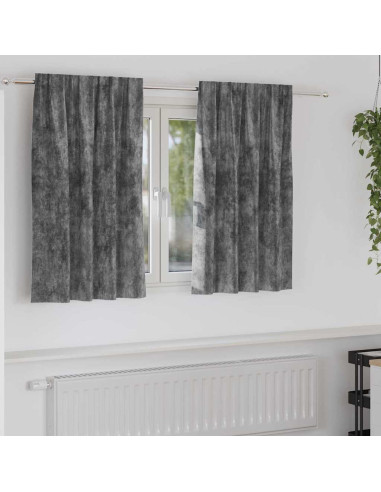 Tende in Velluto con tende 2 pcs Grigio 140 x 140 cm Velluto