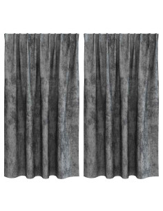 Tende in Velluto con tende 2 pcs Grigio 140 x 140 cm Velluto 2