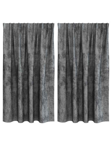 Tende in Velluto con tende 2 pcs Grigio 140 x 140 cm Velluto