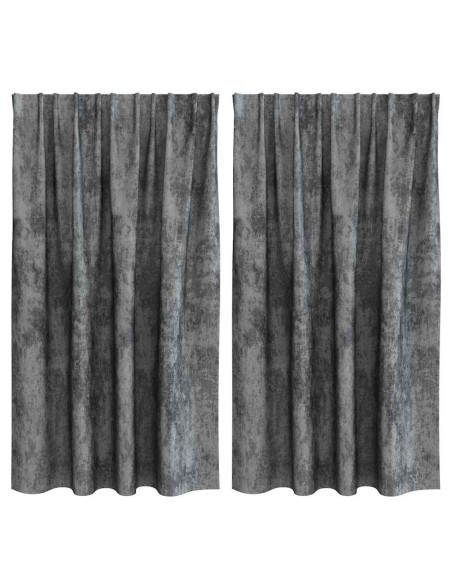 Tende in Velluto con tende 2 pcs Grigio 140 x 140 cm Velluto