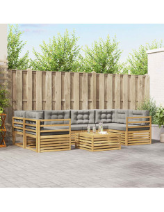 Set di divani da esterno 7 pcs Bianco e Grigio Chiaro
