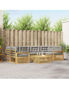 Set di divani da esterno 7 pcs Bianco e Grigio Chiaro