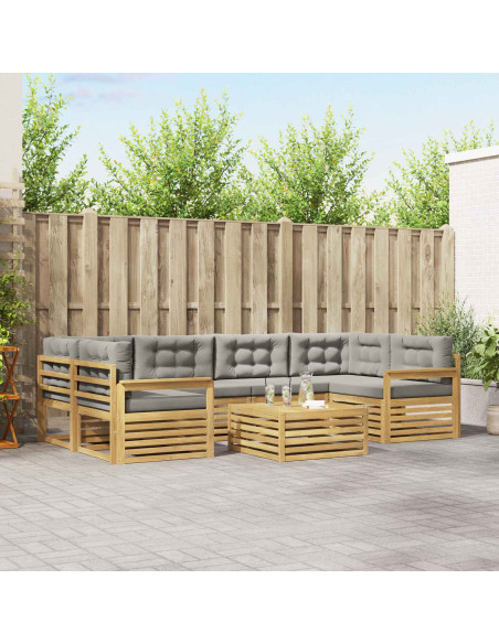 Set di divani da esterno 7 pcs Bianco e Grigio Chiaro