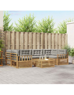 Set di divani da esterno 7 pcs Bianco e Grigio Chiaro