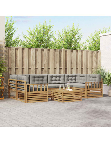 Set di divani da esterno 7 pcs Bianco e Grigio Chiaro
