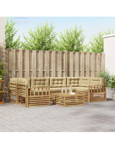 Set di divani da esterno 7 pcs Bianco e Beige Poliestere