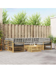 Set di divani da esterno 7 pcs Bianco e Grigio Chiaro 2