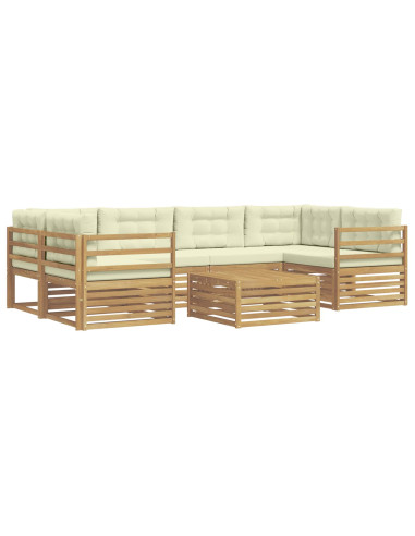 Set di divani da esterno 7 pcs Bianco e Crema Poliestere