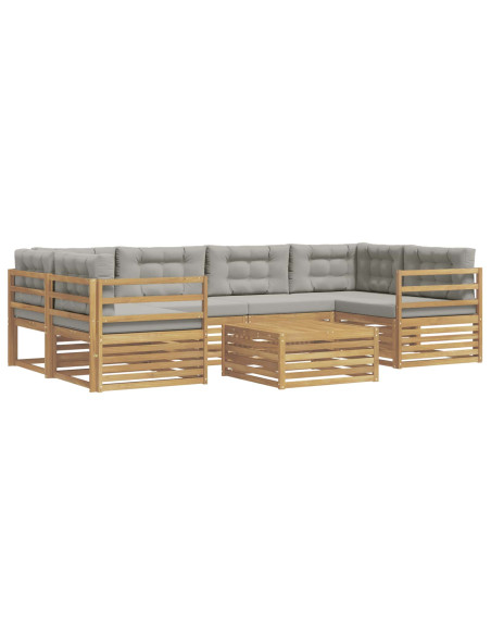 Set di divani da esterno 7 pcs Bianco e Grigio Chiaro