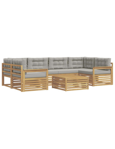 Set di divani da esterno 7 pcs Bianco e Grigio Chiaro