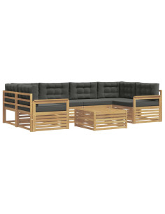 Set di divani da esterno 7 pcs Bianco e Antracite Poliestere 2