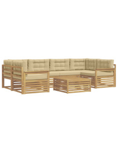 Set di divani da esterno 7 pcs Bianco e Beige Poliestere 2