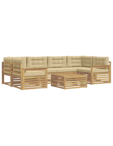 Set di divani da esterno 7 pcs Bianco e Beige Poliestere