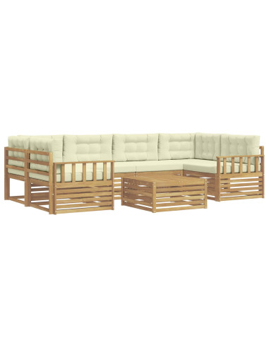 Set di divani da esterno 7 pcs Bianco e Crema Poliestere