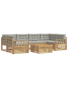 Set di divani da esterno 7 pcs Bianco e Grigio Chiaro 2