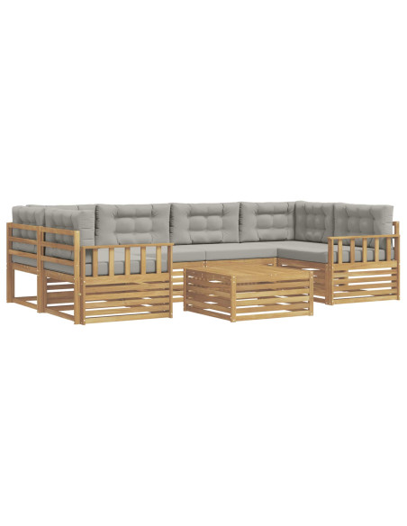 Set di divani da esterno 7 pcs Bianco e Grigio Chiaro