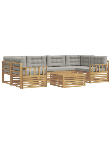 Set di divani da esterno 7 pcs Bianco e Grigio Chiaro