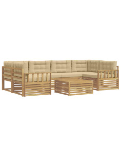 Set di divani da esterno 7 pcs Bianco e Beige Poliestere 2
