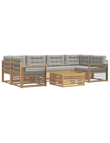 Set di divani da esterno 7 pcs Bianco e Grigio Chiaro