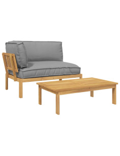 Set di divani con cuscino 2 pcs Grigio Legno di Acacia Massello 2