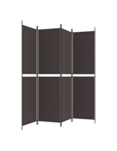 Divisorio a 4 Pannelli Marrone 200x200 cm in Tessuto