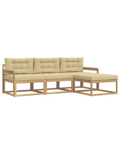 Set di divani da esterno 4 pcs Bianco e Beige Poliestere 2