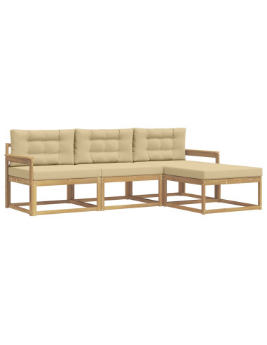 Set di divani da esterno 4 pcs Bianco e Beige Poliestere