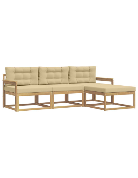 Set di divani da esterno 4 pcs Bianco e Beige Poliestere