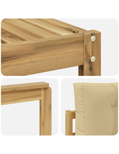 Set di divani da esterno 4 pcs Bianco e Beige Poliestere
