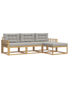 Set di divani da esterno 4 pcs Bianco e Grigio Chiaro 2