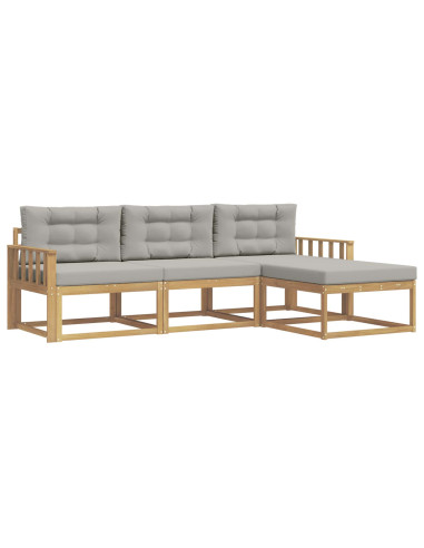 Set di divani da esterno 4 pcs Bianco e Grigio Chiaro
