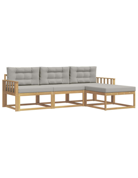 Set di divani da esterno 4 pcs Bianco e Grigio Chiaro