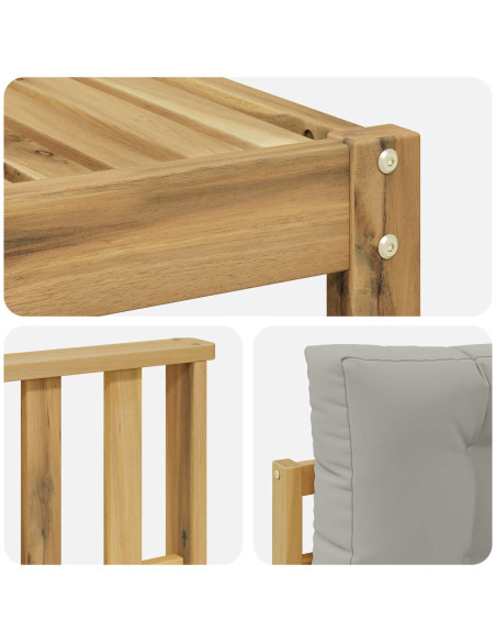 Set di divani da esterno 4 pcs Bianco e Grigio Chiaro