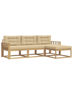 Set di divani da esterno 4 pcs Bianco e Beige Poliestere 2