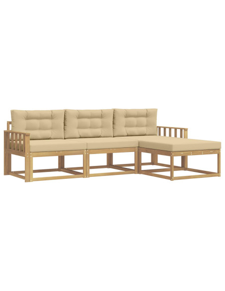 Set di divani da esterno 4 pcs Bianco e Beige Poliestere